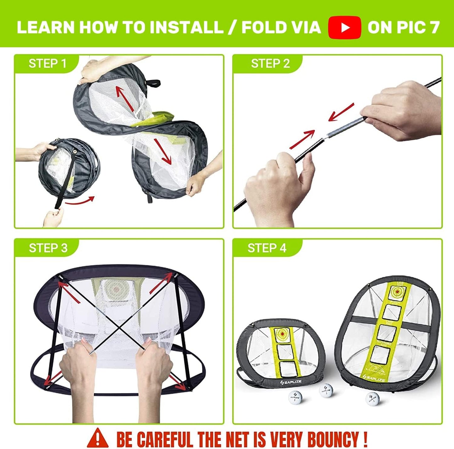 3 Hole Target - Golf Chipping Net - Backyard Accuracy and Swing Practice